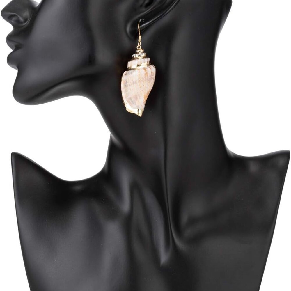 Lightweight Dangle Seashell Earrings With Gold Pl… - image 2
